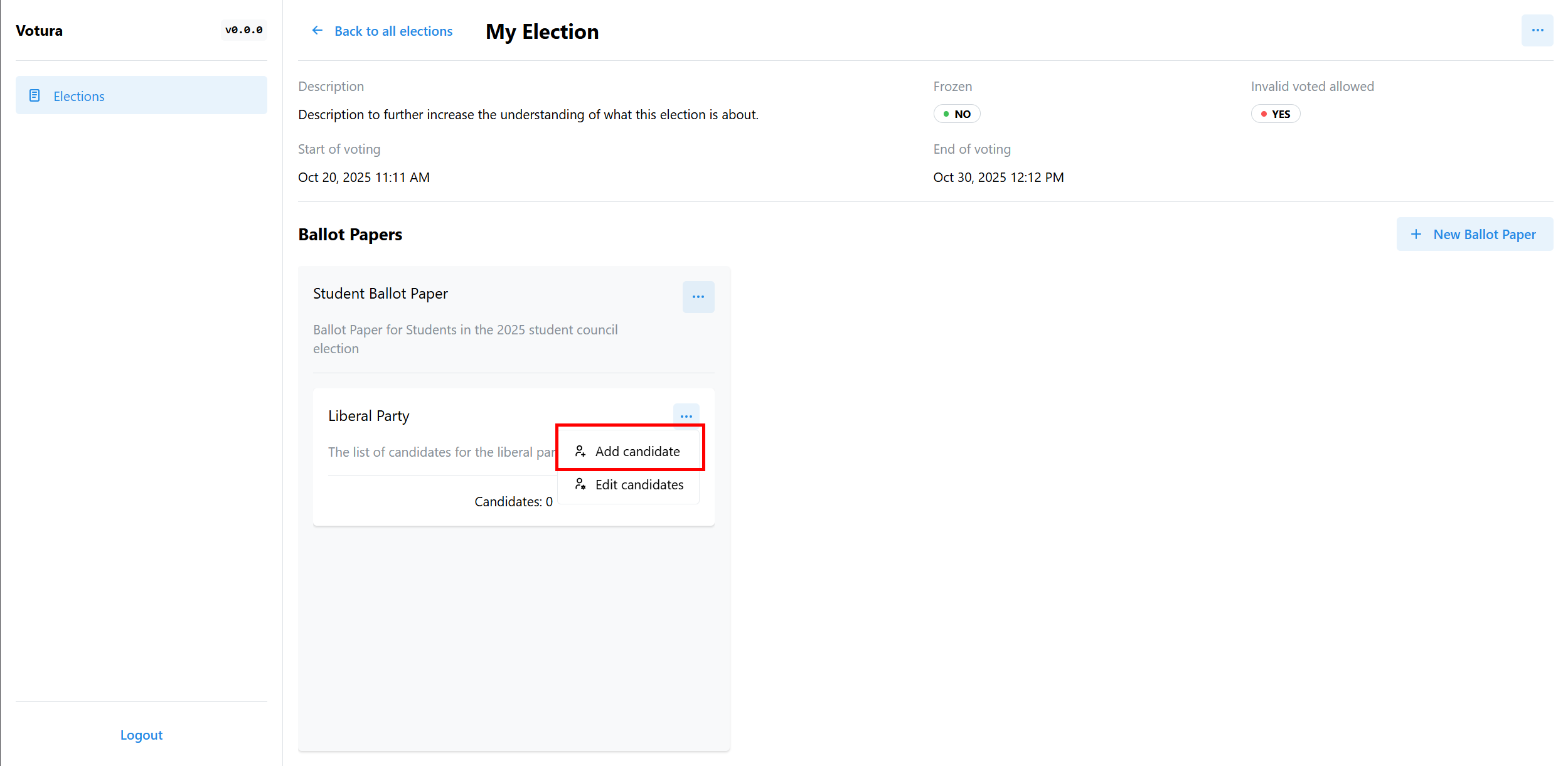 Add Candidate Button Screenshot