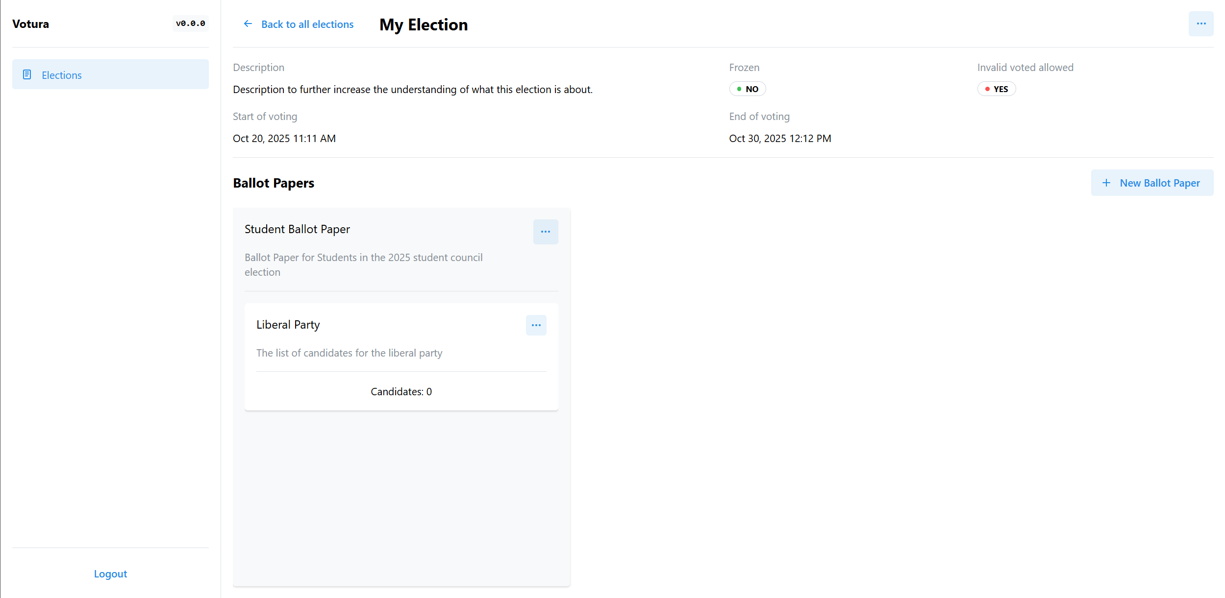 Ballot Paper Section Added to Ballot Paper Screenshot