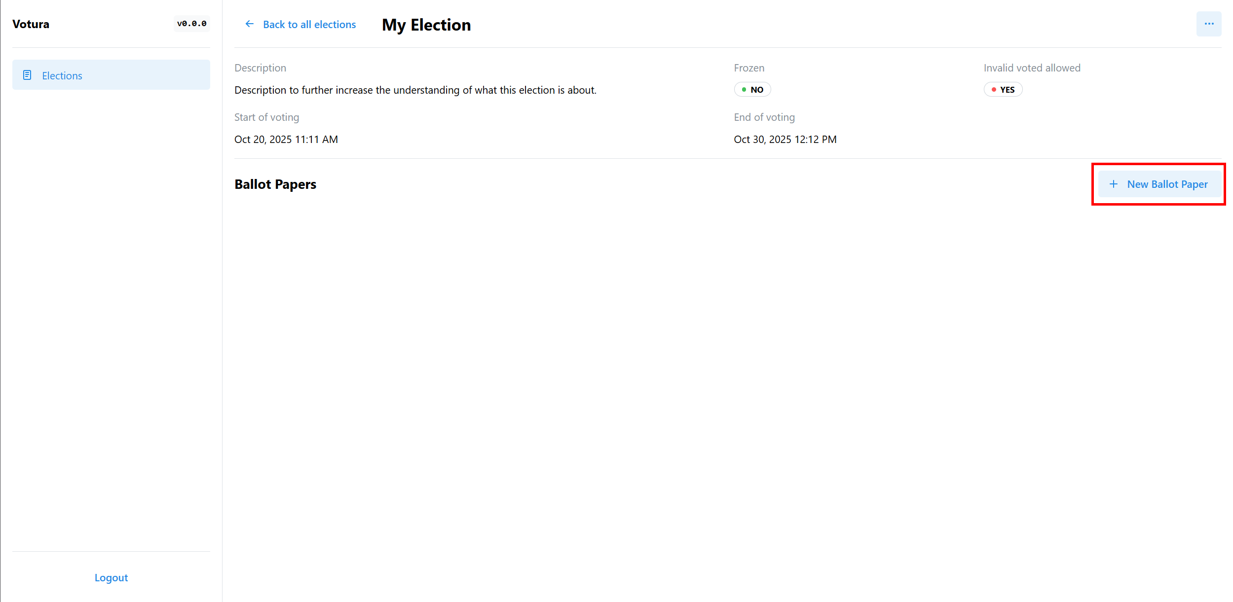 New Ballot Paper Button Screenshot