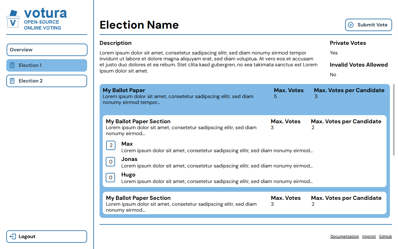 Voter Ballot Paper Screenshot