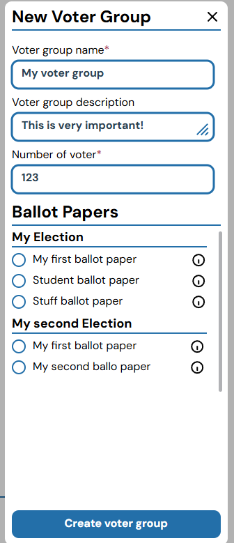 Voter Group Creation Dialog Screenshot